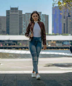 Burgundy Maroon Leather Jacket Womens | Biker Burgundy Jacket