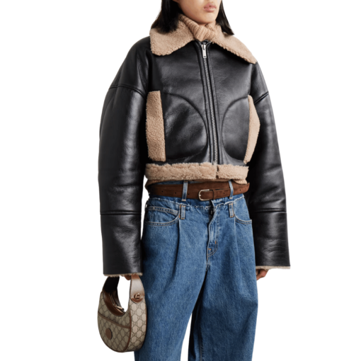 Women Black Dropped Shoulder Cropped Jacket