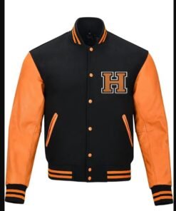 Halloween Costumes Pumpkin Black and Orange Varsity Jacket  