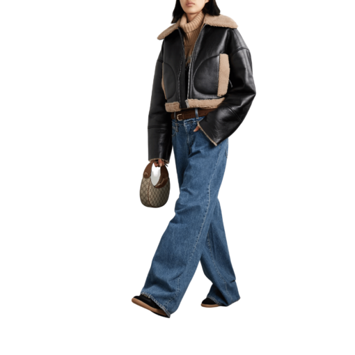 Women Black Dropped Shoulder Cropped Jacket
