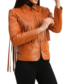 Brown Women’s Fringe Leather Jackets