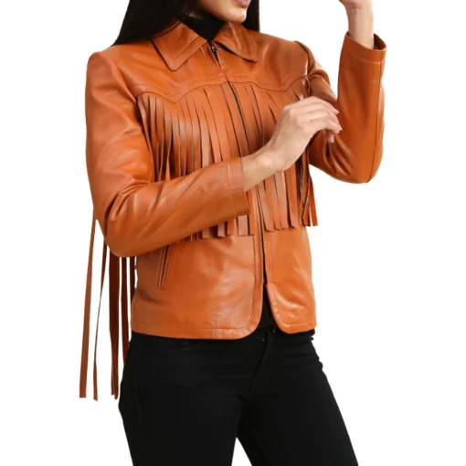 Brown Women’s Fringe Leather Jackets