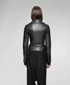 Women’s Modern Asymmetrical Black Biker Leather Jacket