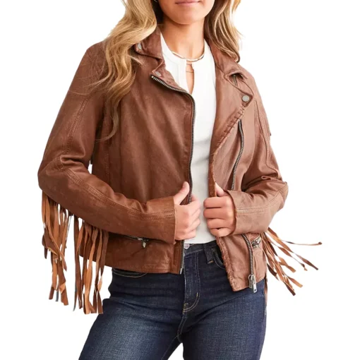 Chloé Beige Leather Fringe Jacket For Women
