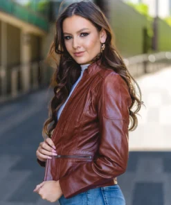Burgundy Maroon Leather Jacket Womens | Biker Burgundy Jacket