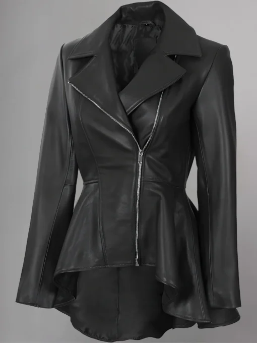 Women’s Black Peplum Leather Jacket