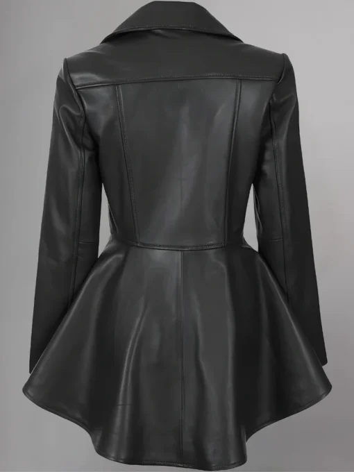 Women’s Black Peplum Leather Jacket