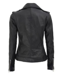 Womens Black Leather Biker Jacket