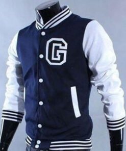 White and Navy Blue Letterman G Jacket