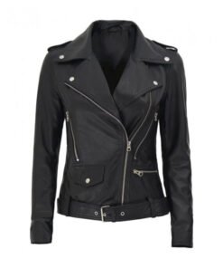 Womens Black Leather Biker Jacket