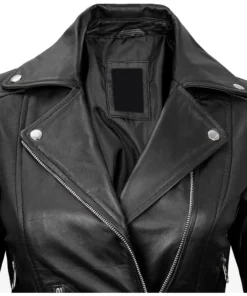 Womens Black Asymmetrical Leather Moto Jacket