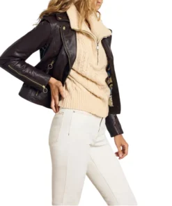 Laura Asymmetrical Motorcycle Dark Brown Leather Jacket