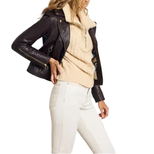 Laura Asymmetrical Motorcycle Dark Brown Leather Jacket