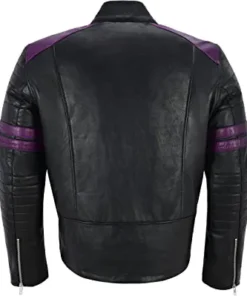 Black and Purple Biker Leather Jacket