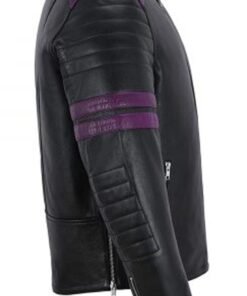 Black and Purple Biker Leather Jacket