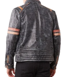 Men’s Cafe Racer Retro Black Leather Jacket