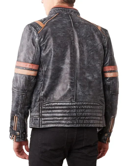 Men’s Cafe Racer Retro Black Leather Jacket
