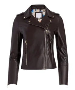 Laura Asymmetrical Motorcycle Dark Brown Leather Jacket
