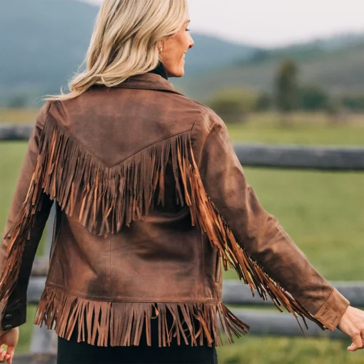Women’s Brown Fringe Leather Jacket