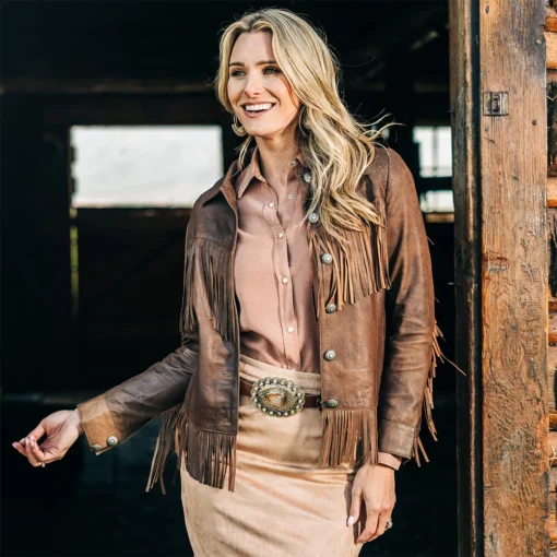 Women’s Brown Fringe Leather Jacket