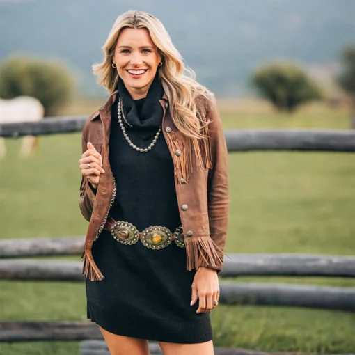 Women’s Brown Fringe Leather Jacket