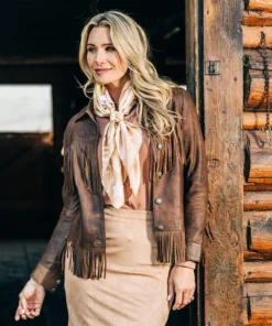 Women’s Brown Fringe Leather Jacket