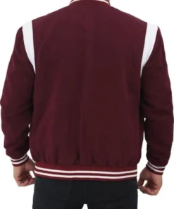 Men’s Maroon College Varsity Bomber Jacket