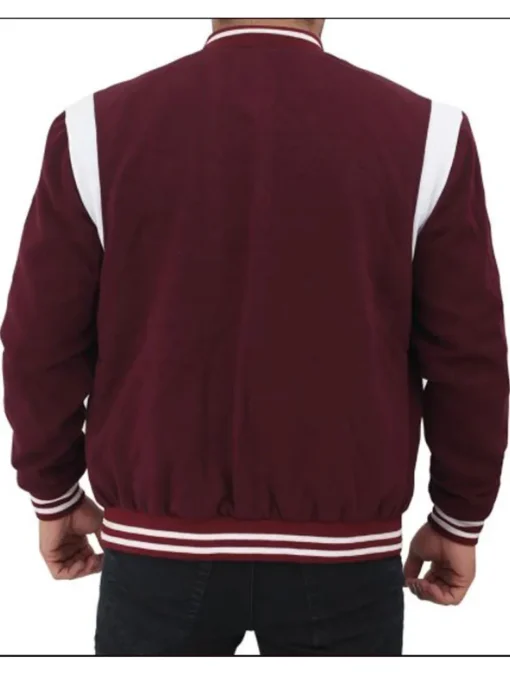 Men’s Maroon College Varsity Bomber Jacket
