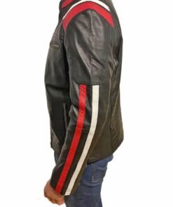 Men’s Retro Style Zipper Black Biker Real Leather Jacket