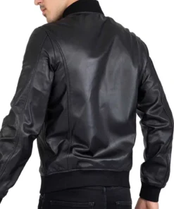 Men’s Bomber Black Real Leather Jacket