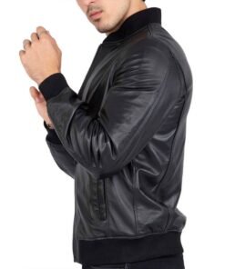 Men’s Bomber Black Real Leather Jacket