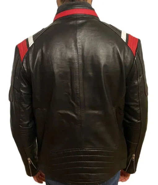 Men’s Retro Style Zipper Black Biker Real Leather Jacket