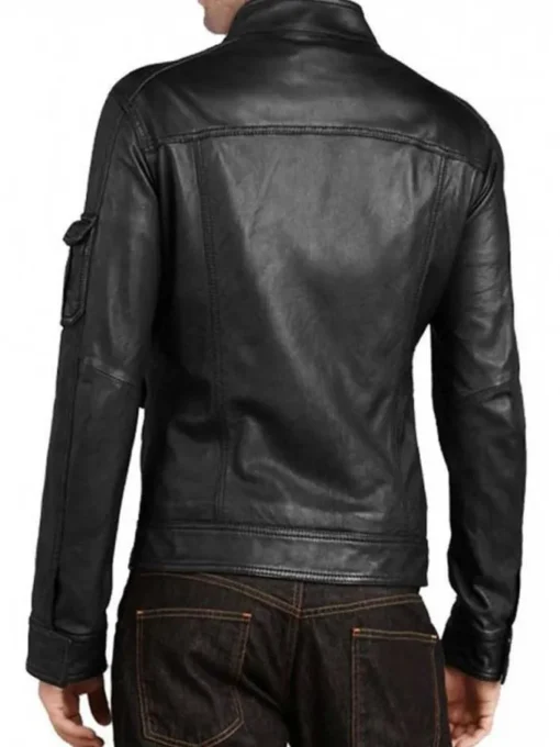 Men’s Slim Fit Multi Pockets New Style Black Leather Jacket
