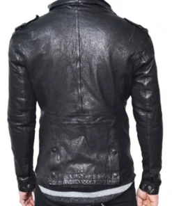 Men’s Designer Biker Black Lambskin Wrinkled Leather Jacket
