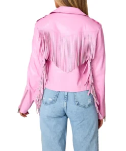 Genuine Leather Pink Fringe Jacket