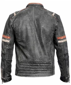 Men’s Motorcycle Retro Cafe Racer Black Leather Jacket