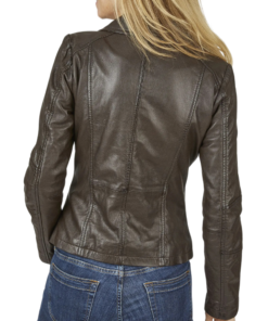 Women’s Real Trucker Dark Brown Leather Jacket​