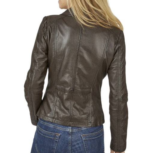 Women’s Real Trucker Dark Brown Leather Jacket​