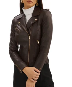 Womens Dark Brown Motorcycle Leather Jacket