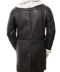 Mens Black Sheepskin Trench Coat