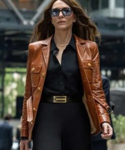 Cate Blanchett Black Bag 2025 Brown Leather Jacket
