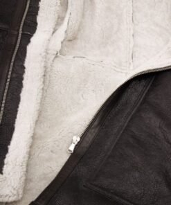 Mens Black Sheepskin Trench Coat