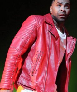 Ginuwine Studded Red Leather Jacket
