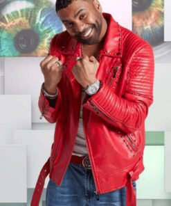 Ginuwine Studded Red Leather Jacket