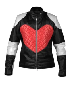 Ladies Red Heart Leather Jacket