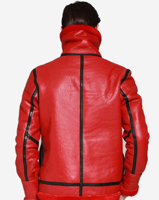 Men’s Red Leather and Shearling Lining Jacket