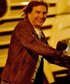 Movie Mission Impossible 8 Tom Cruise Brown Leather Jacket