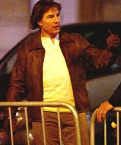 Movie Mission Impossible 8 Tom Cruise Brown Leather Jacket