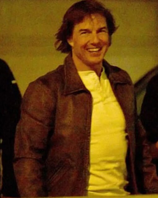 Movie Mission Impossible 8 Tom Cruise Brown Leather Jacket