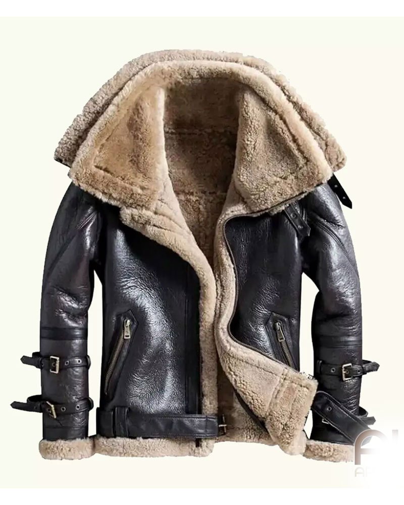 N43 Men RAF Aviator Real Double Collar Jacket B3 Sheepskin N43 Men RAF Aviator Real Double Collar Jacket B3 Sheepskin
